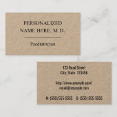 Carte de visite pédiatrique simple et minimal (Devant / Derrière)