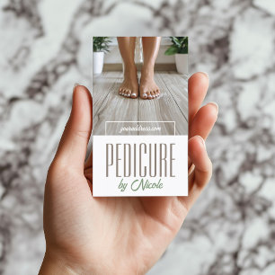 Carte De Visite Pedicure Clou Peducurist Pieds Sur Le Sol En Bois