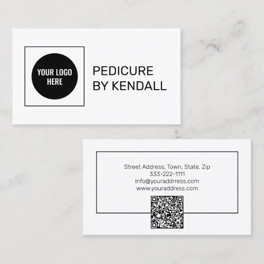 Carte De Visite Pedicure Nail Studio Minimal Tendance Simple Blanc (Devant / Derrière)