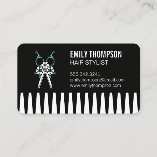 Carte De Visite Peigne | Coiffeur | Ciseaux  (Devant)