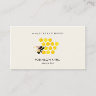 Carte De Visite Peigne de miel et logo d'abeille Apiary
