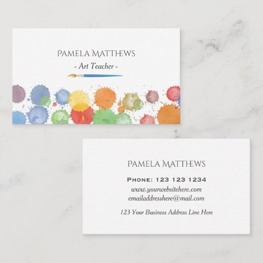 Carte De Visite Peignez le professeur d'art de brosse d'artiste (Devant / Derrière)