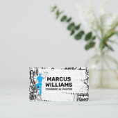 Carte De Visite Peintre avec brosse à rouleaux | Graffiti Brick Wa (Debout devant)