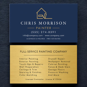 Carte De Visite Peintre Bleu Nuit Or