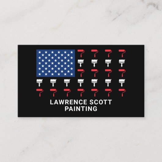 Carte De Visite Peintre Compagnie Drapeau Américain Patriotique (Devant)