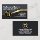 Carte De Visite Peintre Couches Bleues Vague Or (Devant / Derrière)