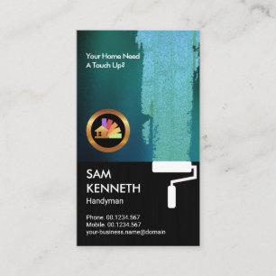 Carte De Visite Peintre Cyan Paint Black Grunge Handyman
