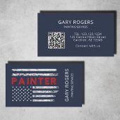 Carte De Visite Peintre de code QR bleu Drapeau américain