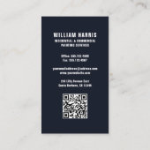 Carte De Visite Peintre de maison Marine & Blue QR Code (Dos)
