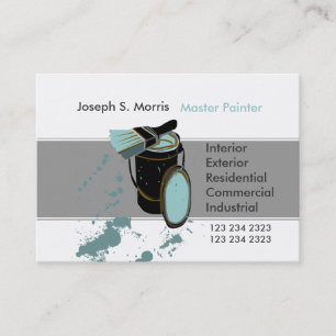 Carte De Visite Peintre de maison moderne de peinture bleu brosse