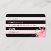 Carte De Visite Peintre de maquillage à rayures noires florales (Dos)