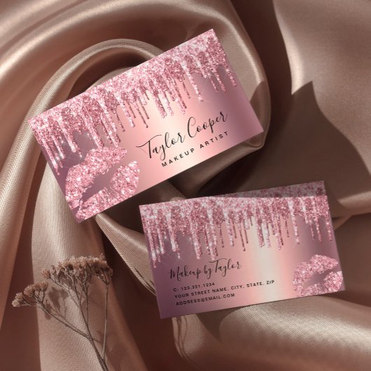 Carte De Visite Peintre de maquillage de lèvres de parties scintil