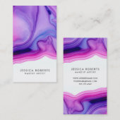 Carte De Visite Peintre de maquillage rose violet (Devant / Derrière)