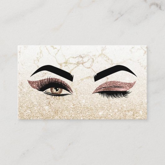 Carte De Visite Peintre de maquillage Wink Eye Lashes Rose Marbre  (Devant)