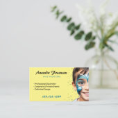 Carte De Visite Peintre de visage élégant bleu et jaune (Debout devant)