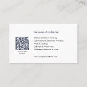 Carte De Visite Peintre & Décoratrice Code QR Marine Blanc (Dos)