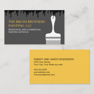 Carte De Visite Peintre en bâtiment professionnel jaune noir