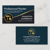 Carte De Visite Peintre gris bleu Vague Or (Devant / Derrière)