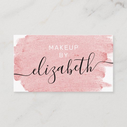 Carte De Visite Peintre moderne de maquillage d'aquarelle rose (Devant)