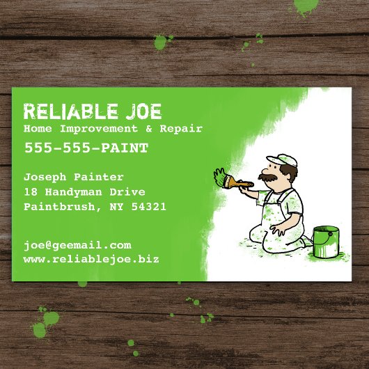 Carte De Visite Peintre Peinture verte Peinture | Entrepreneur en 