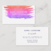 Carte De Visite Peintre professionnel arc-en-ciel aquarelle brossé (Devant / Derrière)