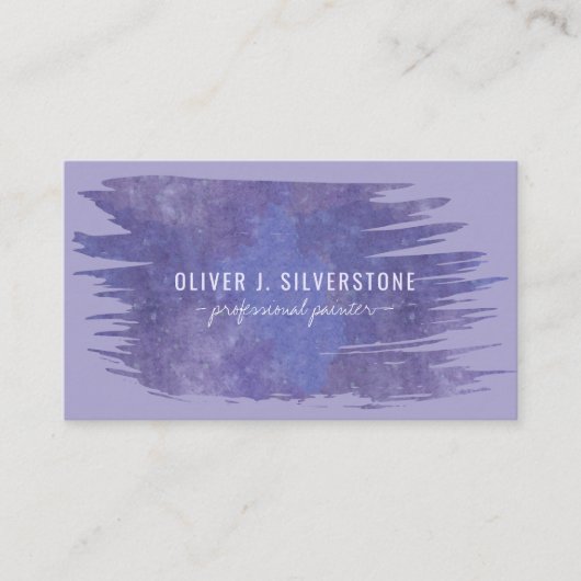 Carte De Visite Peintre professionnel couleur violet aquarelle bro (Devant)