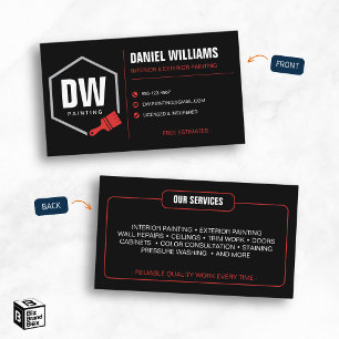 Carte De Visite Peintre Professionnel Services de Peinture Noir Ro