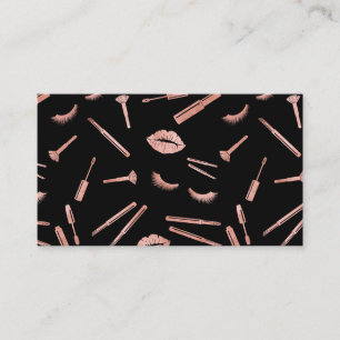 Carte De Visite Peintre rose de maquillage or lashes lèvres lèvres