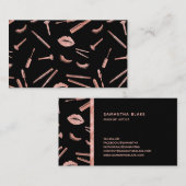 Carte De Visite Peintre rose de maquillage or lashes lèvres lèvres (Devant / Derrière)