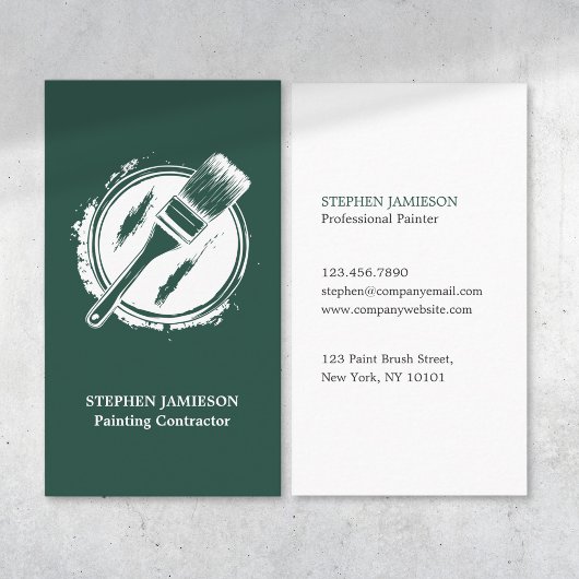 Carte De Visite Peintre & Service de Décoration Vert et Blanc