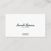 Carte De Visite Peintre Turquoise et blanc élégant (Dos)