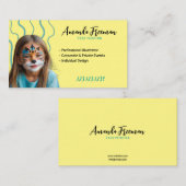 Carte De Visite Peintre Turquoise et jaune élégant (Devant / Derrière)