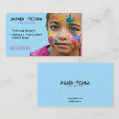 Carte De Visite Peintre unique rose et bleu pour enfants (Devant / Derrière)