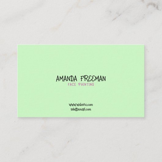 Carte De Visite Peintre unique rose et vert pour enfants (Dos)