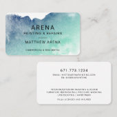 Carte De Visite Peintre vert bleu Splash Ombre moderne (Devant / Derrière)