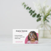 Carte De Visite Peintre Visage Artiste Rose & Blanc Moderne (Debout devant)