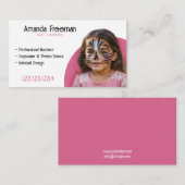 Carte De Visite Peintre Visage Artiste Rose & Blanc Moderne (Devant / Derrière)