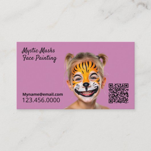 Carte De Visite Peintre Visage rose QR (Devant)