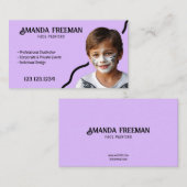 Carte De Visite Peintre Visage Simple Purple & Black Party (Devant / Derrière)