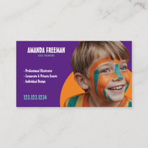 Carte De Visite Peintre Visage Turquoise et violet unique