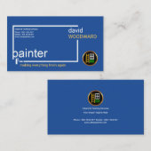 Carte De Visite Peintres bleus intelligents simples élégants (Devant / Derrière)