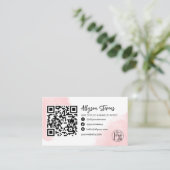 Carte De Visite Peinture à cheveux rose brosse logo photo code qr (Debout devant)