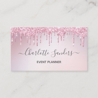 Carte De Visite Peinture à goutte de parties scintillant rose
