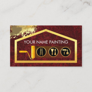 Carte De Visite Peinture à la brosse d'or éclaboussure de peinture