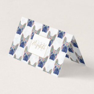 Carte De Visite Peinture à la main pour chien de taureau français 