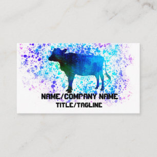 Carte De Visite peinture à l'aquarelle bleu et pourpre