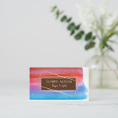 Carte De Visite Peinture à l'aquarelle moderne, cadre doré (Debout devant)