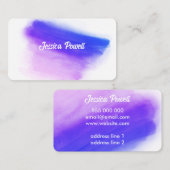 Carte De Visite peinture à l'aquarelle violet et blanc sur mesure (Devant / Derrière)