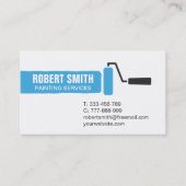 Carte De Visite Peinture à pinceau bleu à rouleaux (Devant)