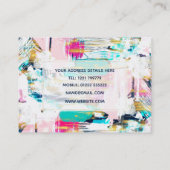 Carte De Visite Peinture à pinceau bleu rose et or (Dos)